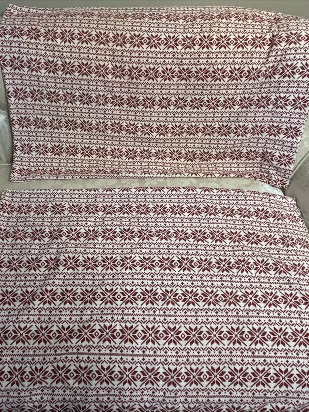 2 Flannel Nordic Snowflake Standard Pillowcase Set of 2 Winter Made in Turkey